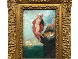 une image représentant un tableau où l'on voit une femme assise sur une falaise