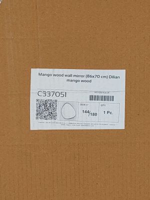 a cardboard box with a sticker on it
