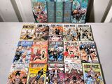 a lot of comic books sitting on a table