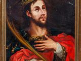 a painting of a man wearing a crown holding a sword
