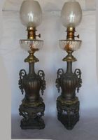 Grande paire de lampes à pétrole, fûts, montures et socles e… (photo 2)