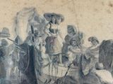 a drawing of a group of people on a boat