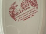a close up of a plate with a castle on it