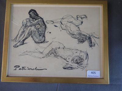 Gustave PATRIARCHE (1909-2001), à la plage, encre, signature…