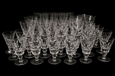 a lot of empty wine glasses on the table