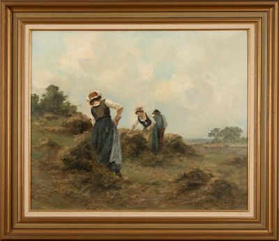 an image of a painting of a couple of women working in a field