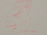 someone is writing on a piece of paper with a drawing of a man