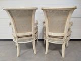 pair of antique chairs with upholstered back and upholstered arms