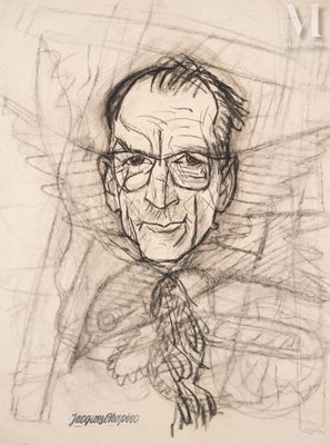dessin représentant un homme portant des lunettes et une cravate