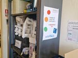 a shelf with a bunch of items on it