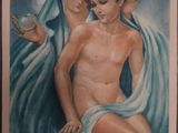 une image d'un tableau représentant une femme tenant un enfant dans ses bras