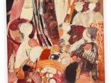 an image of a painting of a group of people sitting on a couch