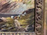 an image of a painting of a group of people riding horses on a path