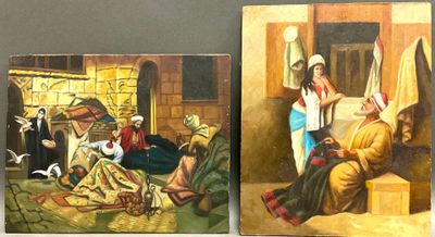 Ecole XXe, Scènes d'intérieur en Orient, Deux petites huiles…