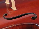 a close up of a violin with a bow on it