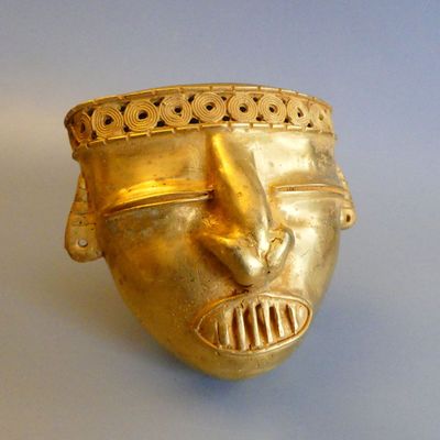 Colombie. Masque d’homme-jaguar au diadème spiralé, chaman e…