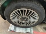 a close up of a tire on the ground