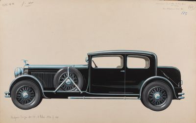 drawing of a black car with a crossbar on the front