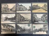 plusieurs vieilles photos en noir et blanc d'une rue bordée d'immeubles