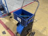 a blue cart with a blue handle and a blue cart with a red handle