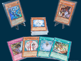 a lot of cards that are on display on a table