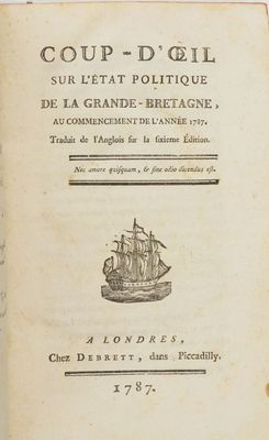 an old book with a picture of a ship on it