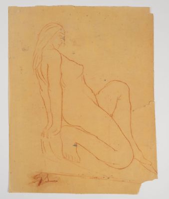 une image représentant le dessin d'une femme assise sur une feuille de papier