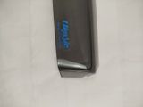 a black box with a blue sticker on it