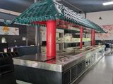 an image of a restaurant with a long counter