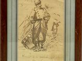 tableau représentant un homme à cheval, avec un chien en arrière-plan