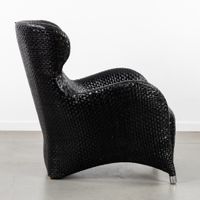 Fauteuil ou chaise longue du milieu du siècle, en cuir noir … (photo 6)