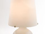 a white lamp that is on a white table