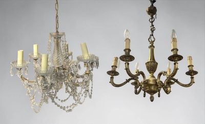 Ensemble comprenant un Lustre moderne à six lumières en bron…