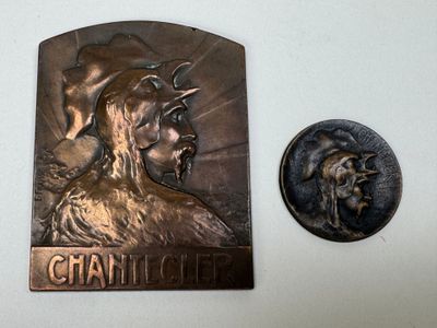 a metal plaque with a picture of a man on it