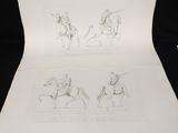 two drawings of a man on a horse and a man on a horse