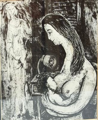 dessin d'une femme tenant un bébé dans ses bras
