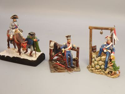 Figurines d'artistes - 3 Scènettes 54 mm, Napoléon retraite …