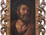 an old painting of a bearded man with a beard in a wooden frame