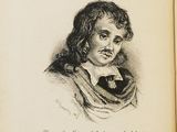 an old book with a drawing of a man with a mustache
