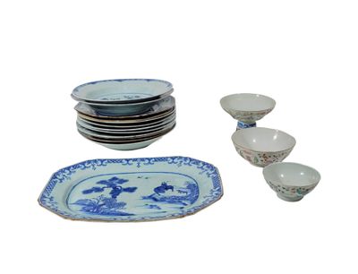 CHINE XIXe siècle Collection de 12 assiettes plates et creus…