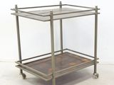an image of a metal and glass serving cart