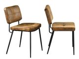 pair of leather chairs with metal legs and backrests on a white background