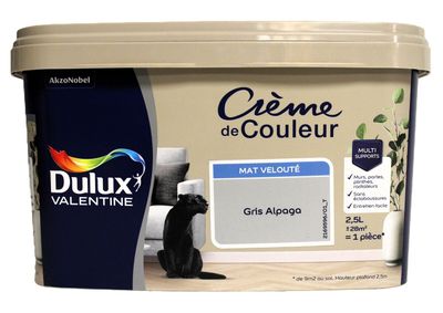le pot de peinture est posé par terre à côté d'un chat noir