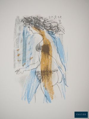 un dessin représentant une femme en maillot de bain sur un mur