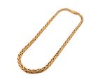 un collier en or avec une chaîne sur fond blanc