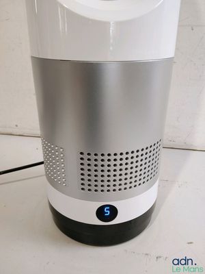 an image of a white and gray air purifier