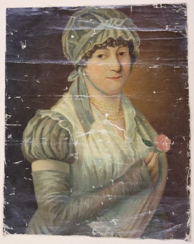 École française 19ème « Portrait de femme ». Huile sur toile. Non...
