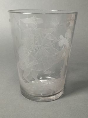 a clear glass with a picture of a boat on it