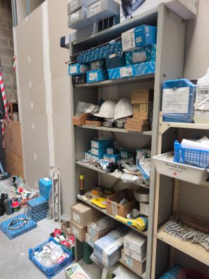 a room filled with lots of boxes and supplies