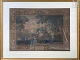 framed picture of a painting of a man on a horse in a wooded setting